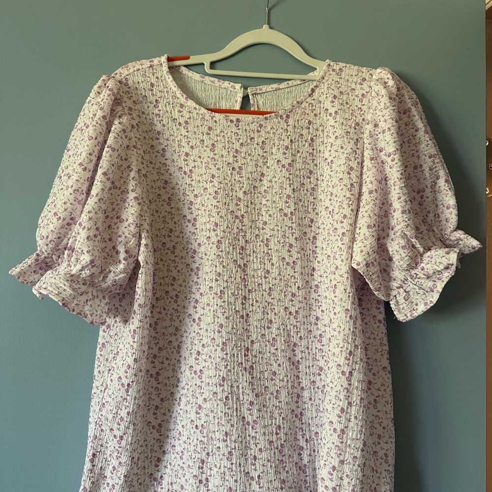 New Dokotoo Floral Print Blouses for Women Crewneck Smocked Puff - Picture 4 of 4